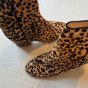 Ann Taylor Leopard-Print Ankle Boots in Tan and Black